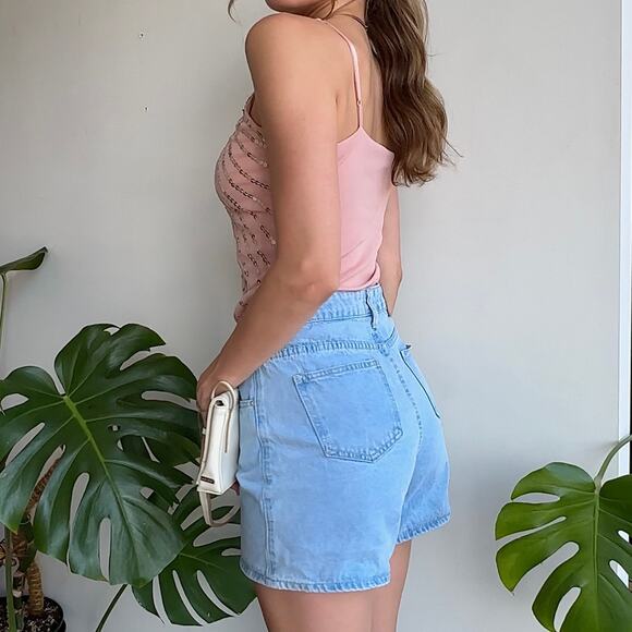 Princess Polly Light Blue Denim Mom Shorts | 6 - Picture 4 of 6